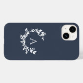 Botanische monogram Initiaal Navy Blue Case-Mate iPhone Case (Achterkant (horizontaal))