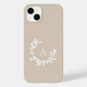 Botanische monogram Initiaal Neutrale beige Tan Ta Case-Mate iPhone Case (Achterkant)