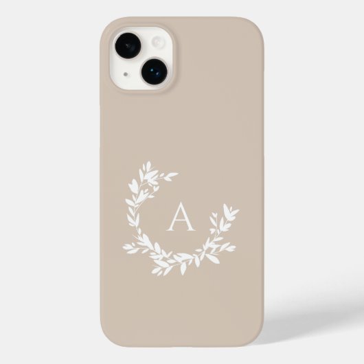 Botanische monogram Initiaal Neutrale beige Tan Ta Case-Mate iPhone Case (Achterkant)