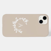 Botanische monogram Initiaal Neutrale beige Tan Ta Case-Mate iPhone Case (Achterkant (horizontaal))