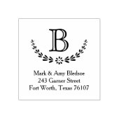 Botanische monogram Initiaal Retouradres Rubberstempel (Afrduk)