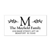 Botanische monogram Initiaal Retouradres Rubberstempel (Afrduk)