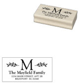 Botanische monogram Initiaal Retouradres Rubberstempel (Gestempeld)