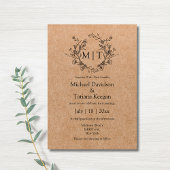 Botanische Monogram Klassiek Script Kraft Wedding Kaart