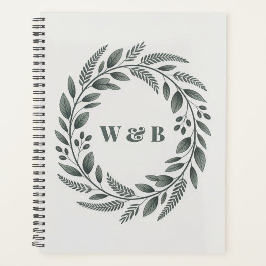 Botanische Monogram Krans  Planner (Voorkant)