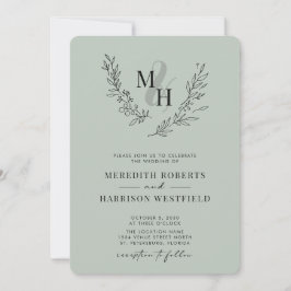 Botanische monogram met QR-code Sage Weddenschap I Kaart
