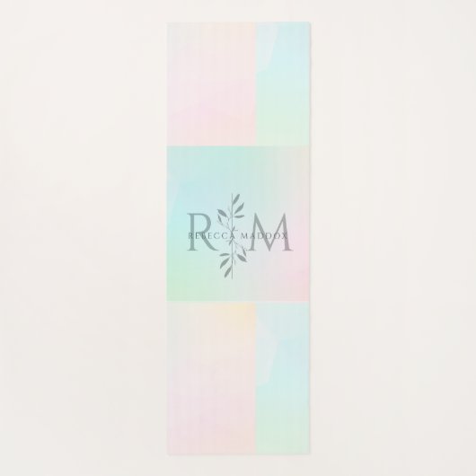 Botanische Monogram Pastel Yoga Yogamat (Achterkant)