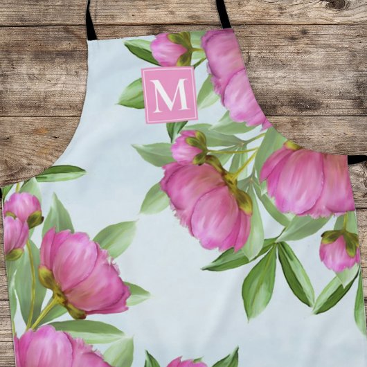 Botanische monogram Roze Tuinvolken Schort