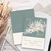 Botanische monogram Sage Green Wedding Entree RSVP Kaartje