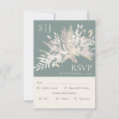 Botanische monogram Sage Green Wedding Entree RSVP Kaartje (Voorkant)