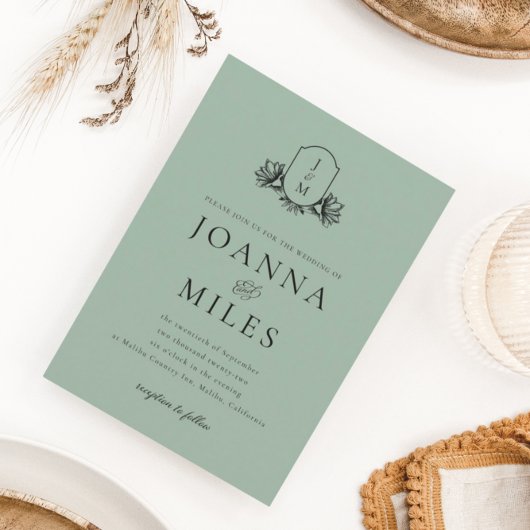 botanische monogram Sage-uitnodiging Kaart