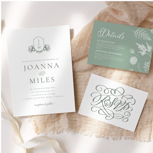 botanische monogram Sage-uitnodiging Kaart