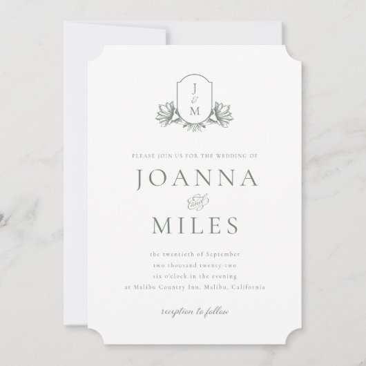 botanische monogram Sage-uitnodiging Kaart (Voorkant)