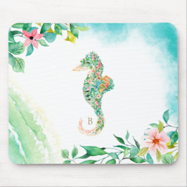 Botanische monogram Seahorse Muismat