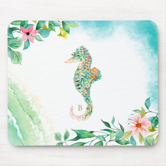 Botanische monogram Seahorse Muismat (Voorkant)