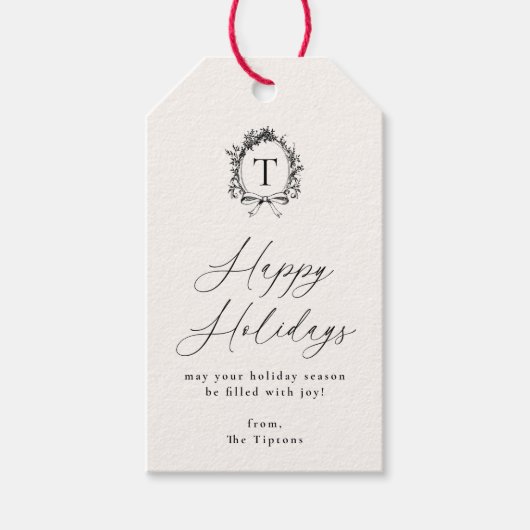 botanische monogram vakantie cadeaulabel (Voorkant)