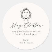  botanische monogram vakantie ronde sticker (Voorkant)