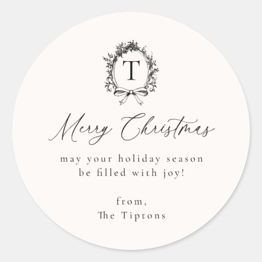  botanische monogram vakantie ronde sticker (Voorkant)