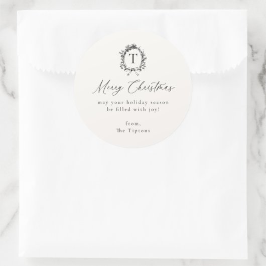  botanische monogram vakantie ronde sticker (Tas)