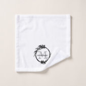 Botanische monogram voor elegante zwarte en witte bad handdoek (Wasdoekje)