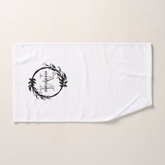 Botanische monogram voor elegante zwarte en witte  bad handdoek (Handdoek)