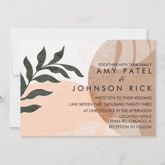 Botanische Monstera Aardse Vorm Abstract Trouwen   Kaart (Voorkant)