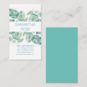 Botanische monstera palmbladeren Waterverf Visitekaartje (Voorkant / Achterkant)