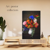 Botanische mooie bloemen in een vaas Antiek kunst Canvas Afdruk