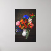 Botanische mooie bloemen in een vaas Antiek kunst Canvas Afdruk (Voorkant)