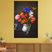 Botanische mooie bloemen in een vaas Antiek kunst Canvas Afdruk (Insitu (Woonkamer))