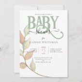 Botanische Mos & Perzik BABY SHOWER Kaart (Voorkant)