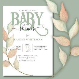 Botanische Mos & Perzik BABY SHOWER Kaart