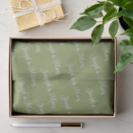 Botanische mosgroene en delicate lavendel schriftl tissuepapier