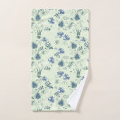 Botanische moss Afdrukken in blauw en lichtgroen v Bad Handdoek (Handdoek)