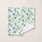 Botanische moss Afdrukken in blauw en lichtgroen v Bad Handdoek (Wasdoekje)