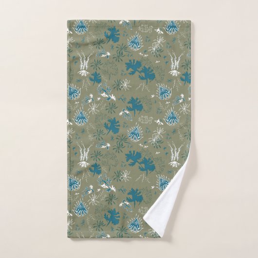 Botanische moss Afdrukken in blauwgroen groen en m Bad Handdoek (Handdoek)