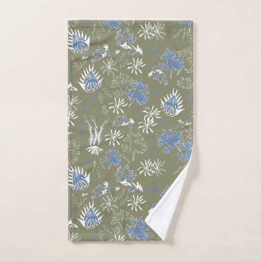 Botanische moss Print blauw en groen Bad Handdoek (Handdoek)