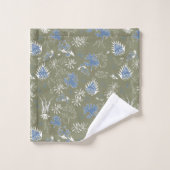 Botanische moss Print blauw en groen Bad Handdoek (Wasdoekje)