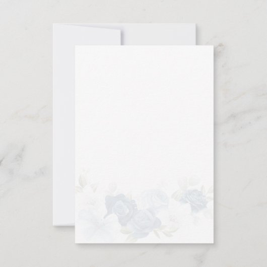 Botanische mosterd blauw script Floral Greenery RSVP Kaartje (Achterkant)