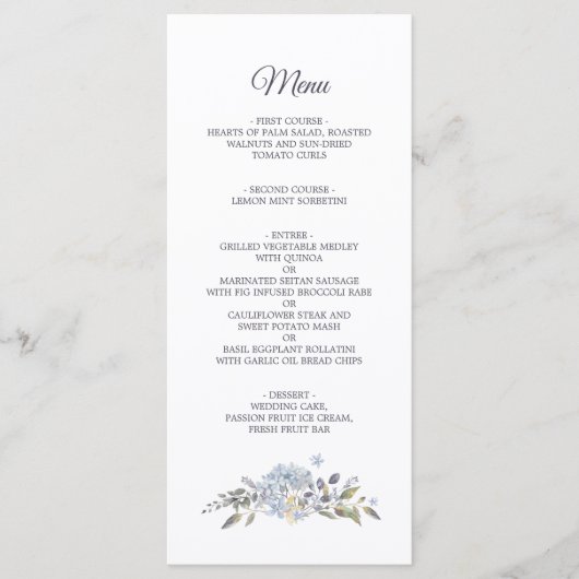 Botanische mosterdblauw huwelijk menu (Voorkant)