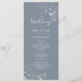 Botanische mosterdblauwe bruiloft programmakaart (Voorkant)