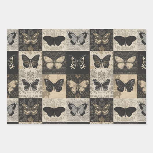  Botanische Moth Collage Halloween Inpakpapier Vel (Voorkant 2)