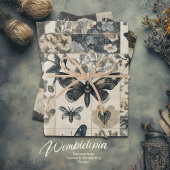 Botanische Moth Collage Halloween Inpakpapier Vel