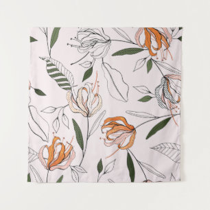Botanische motieven, geïsoleerd, naadloze bloem. wandkleed