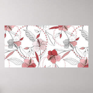 Botanische motieven. Isolerend naadloos bloempatro Poster