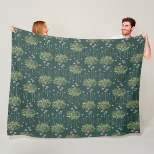 Botanische motif fleece deken