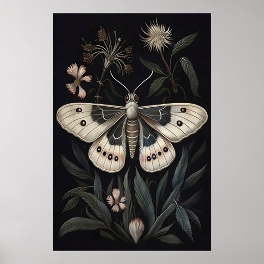 Botanische Motten Kunstprint, Vintage Vlinder Post Poster (Voorkant)