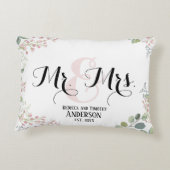 Botanische Mr. mevrouw Persoonlijke Huwelijkscadea Accent Kussen (Achterkant)