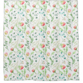 Botanische Munt Groene Bloemen Douchegordijn (Voorkant)