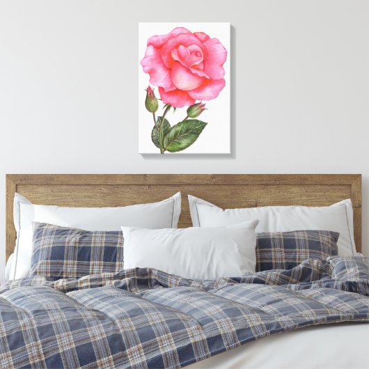 Botanische Muur Kunst Roze Rose Bloemen Bloemen Bl Canvas Afdruk (Insitu (Slaapkamer))
